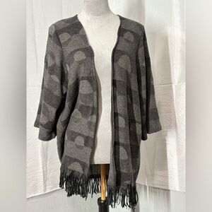 Carmin Knit Open Front Cardigan Size L With Fringe Bottom